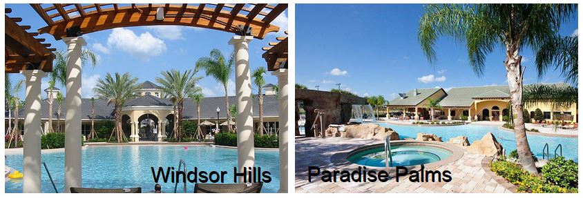 Windsor Hills resort swimming pool side by side with Paradise Palms resort swimming pool